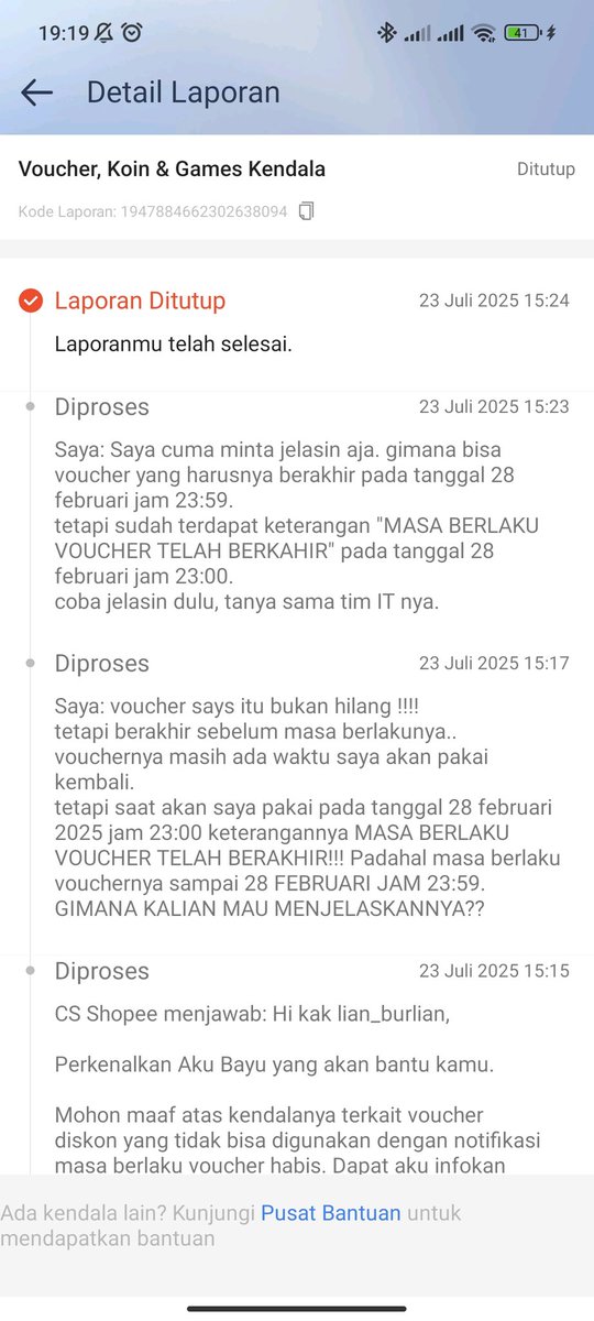 Burlianf's tweet photo. @ShopeeID @puspitaaendah @ShopeeID KACAU INI CS SHOPEE.. 
MASALAH BELUM SELESAI, GAK ADA BALESAN APA APA TIBA TIBA LANGSUNG DITUTUP. LU NIAT KAGAK JADI CS?? https://t.co/TLLtVNDggi