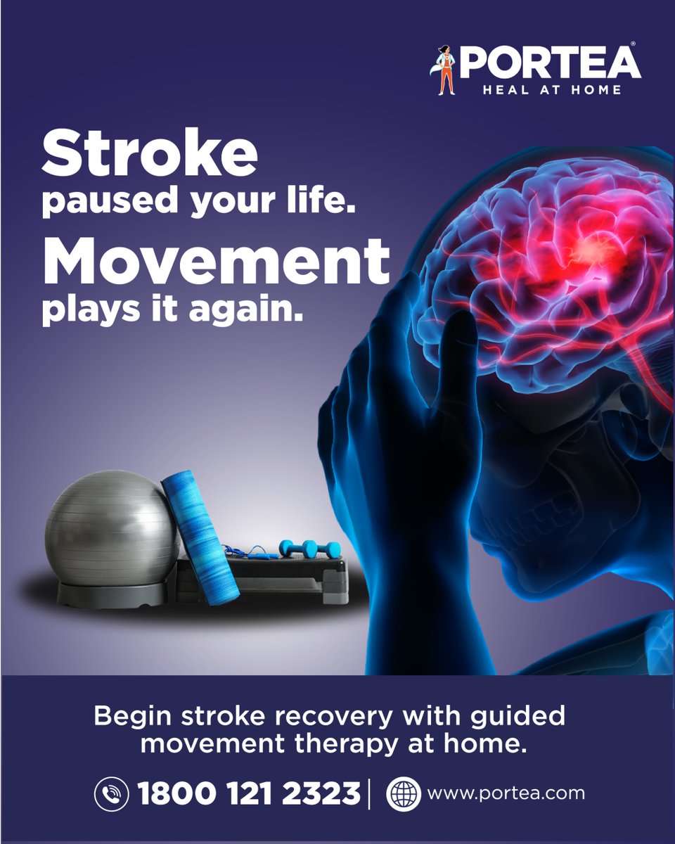 PorteaMedical's tweet image. Stroke may pause life, but recovery begins with the right movement.
Portea physiotherapists help restore strength, balance and confidence at home.
📞 1800 121 2323 | 🌐 portea.com
#StrokeRecovery #PorteaCares #HealAtHome