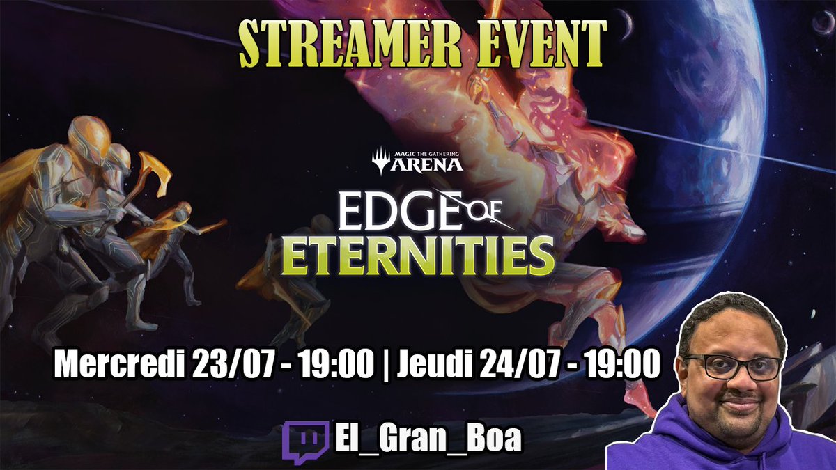 Thierry Ramboa (@el_gran_boa) on Twitter photo 🛸Ce soir 19h, on part dans l'hyperespace découvrir Edge of Eternities ensemble! 🛸
Au programme: Full drafts et études des archétypes avant les APs de ce week-end 🤓
Merci à <a href="/wizards_magic/">Magic: The Gathering</a> pour l'invit'.
#MTGEternities #MtGEdgeofEternities 🛸Ce soir 19h, on part dans l'hyperespace découvrir Edge of Eternities ensemble! 🛸
Au programme: Full drafts et études des archétypes avant les APs de ce week-end 🤓
Merci à <a href="/wizards_magic/">Magic: The Gathering</a> pour l'invit'.
#MTGEternities #MtGEdgeofEternities
