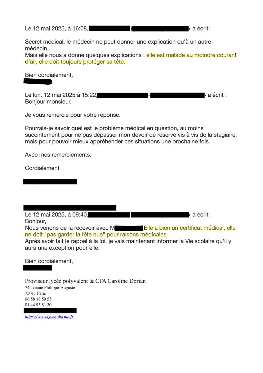 SeverineDuminy's tweet image. Un certificat médical pour port de voile islamique !
Nous apprenons grâce à @ParentsVigil qu'une femme a réalisé sa formation GRETA dans un lycée parisien en étant voilée.
Le proviseur a ainsi justifié cette situation: la stagiaire possédait un certificat médical lui permettant…