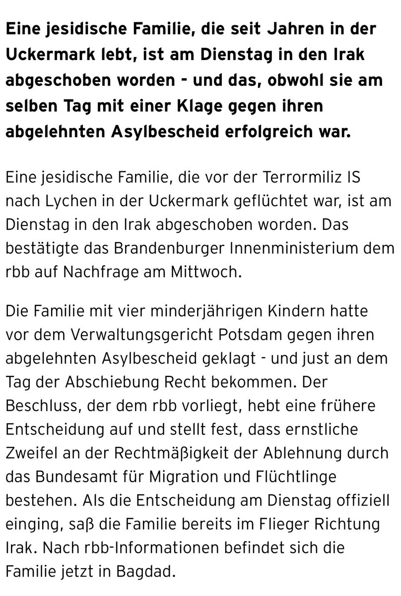 Hoffnungsvo11's tweet image. Solche Fälle wie der der jesidischen Familie aus Lychen in der Uckermark machen mich fassungslos: Einst vor der Terrormiliz IS geflüchtet, wurde die Familie mit vier minderjährigen Kindern nun abgeschoben. #Dobrindt