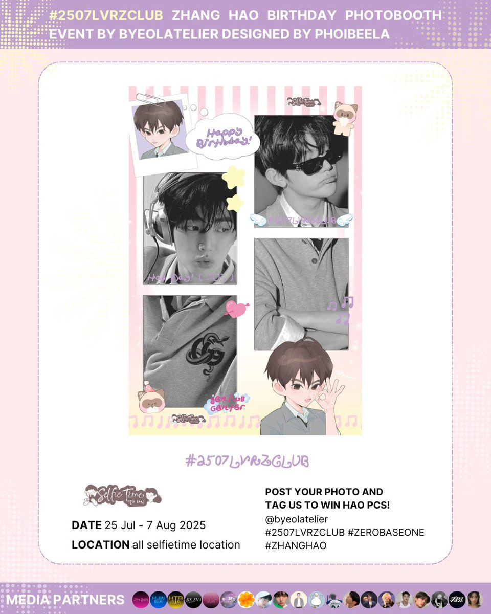 caprigunwook's tweet image. my campus crush: 2507LVRZCLUB
— ZEROBASEONE Zhang Hao Birthday Frame Photobooth Event by @byeolatelier
🗓️ 25 Jul - 7 Aug 2025
📍 Selfietime @selfietimeid
take and post your photo using hastag to win hao official pc #2507LVRZCLUB #ZHANGHAO #장하오 #ZEROBASEONE