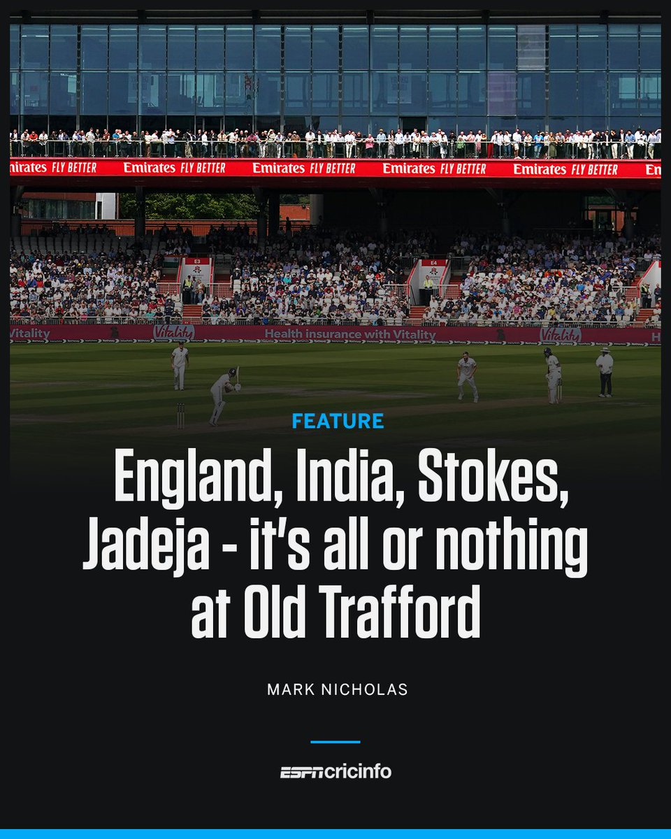 ESPNcricinfo's tweet image. It was a battle of wills and wants on a final day where both teams danced on knife-edge. And it couldn't have set up the next two Tests better, Mark Nicholas writes ✍️
Read the full feature 👉 bit.ly/4kQwNUA