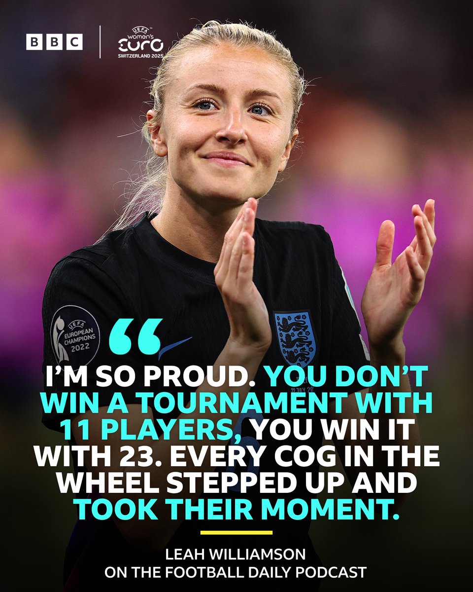 5liveSport's tweet image. "Sunday is another opportunity for us to go out and make our country proud." - Leah Williamson 🗣️
Hear all the reaction from a huge night at #WEURO2025 as England beat Italy to book their spot in final on @BBCSounds now 👇
📲 bbc.co.uk/sounds/play/p0…
#BBCFootball #Lionesses
