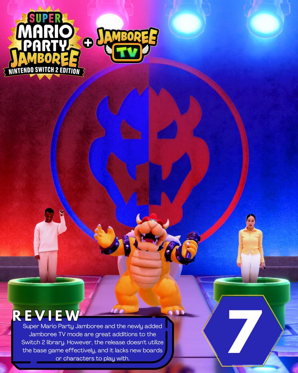 ConsoleCreature's tweet image. Super Mario Party Jamboree and the newly added Jamboree TV mode are great additions to the Switch 2 library. However, the release doesn't utilize the base game effectively, and it lacks new boards or characters to play with.
Review: consolecreatures.com/super-mario-pa…