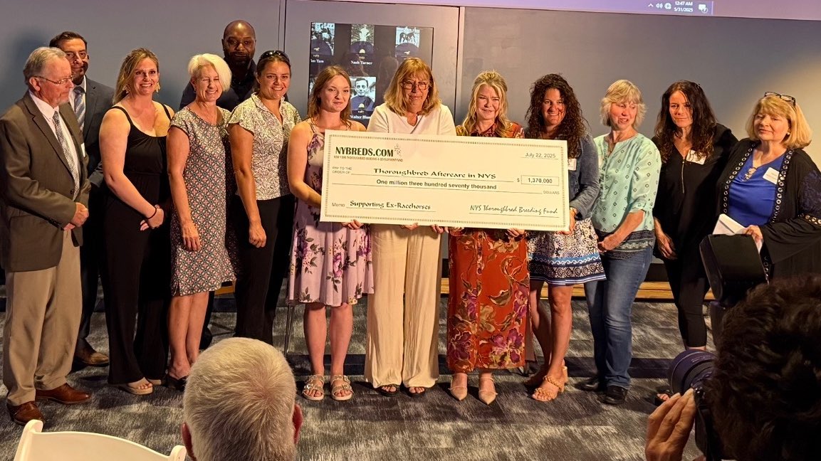 NewVocations's tweet image. New Vocations was thrilled to attend Salute to Aftercare last night. Pictured is a representation of the amount @NYBREDS1 has given to aftercare organizations over the last 10 years. #RehabRetrainRehome
