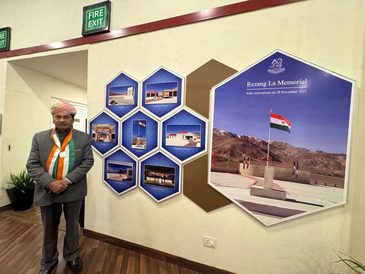 jai_samota's tweet image. Shri Narpat Singh ji son of Major Shaitan Singh, PVC at the Rezang La Memorial today to attend a ceremony held for Rezang La Parakram Yatra.