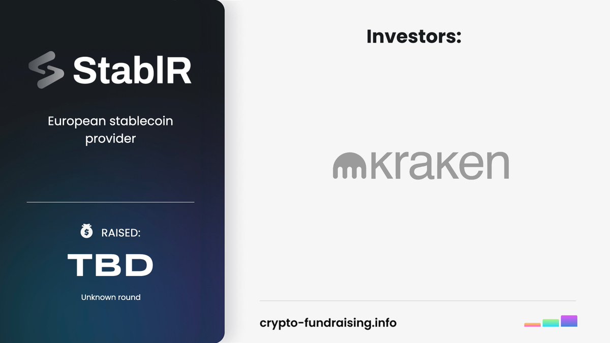 Crypto_Dealflow's tweet image. European stablecoin provider @StablREuro closed funding round from @krakenfx. Amount raised is not disclosed.
crypto-fundraising.info/projects/stabl…