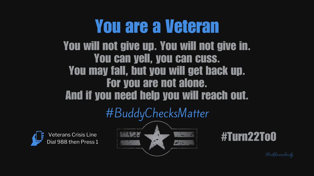 okhomebody's tweet image. 🇺🇸 WarriorWednesday✅VETERAN #BuddyChecks✅RH 🇺🇸
Good morning family. Keep fighting. You matter so much, make sure you fight for yourself just as hard as you would fight for others. I miss you and I love all y’all! ❤️🤍💙
** @mil_vet17 and @mcain1954 are on watch with…