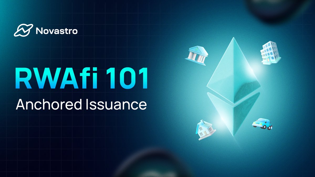 Novastro_xyz's tweet image. RWA 101: Anchored Issuance
Anchored issuance keeps a real-world asset’s record on a single public ledger. Ethereum works well for this because it has strong security, clear token standards, and a large network of tools and partners.
With anchored issuance, the asset’s record…