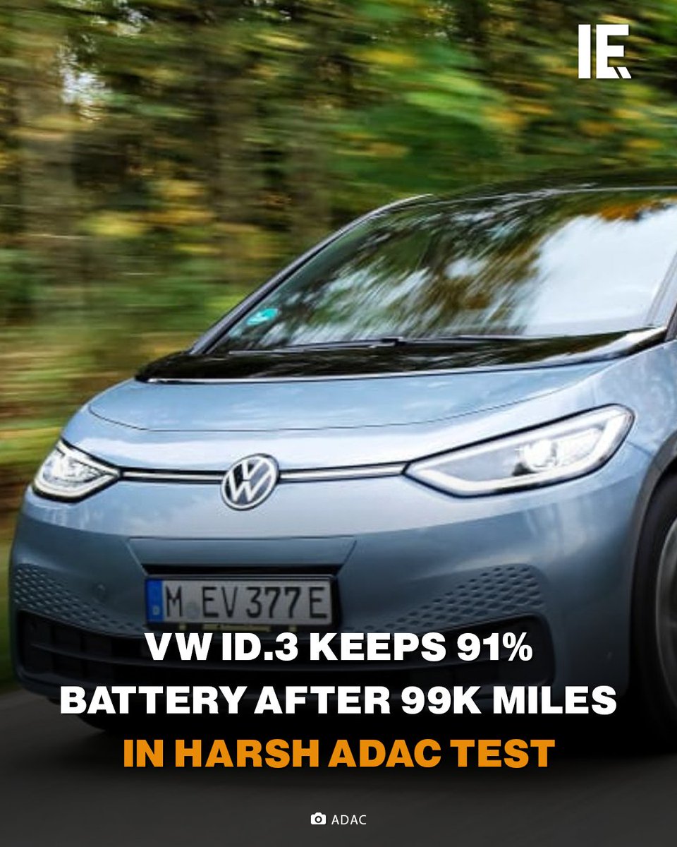 IntEngineering's tweet image. VW’s electric hatch tackled 99k miles with fast charging and freezing climbs. The battery held up far better than expected. bit.ly/4lIZGDF