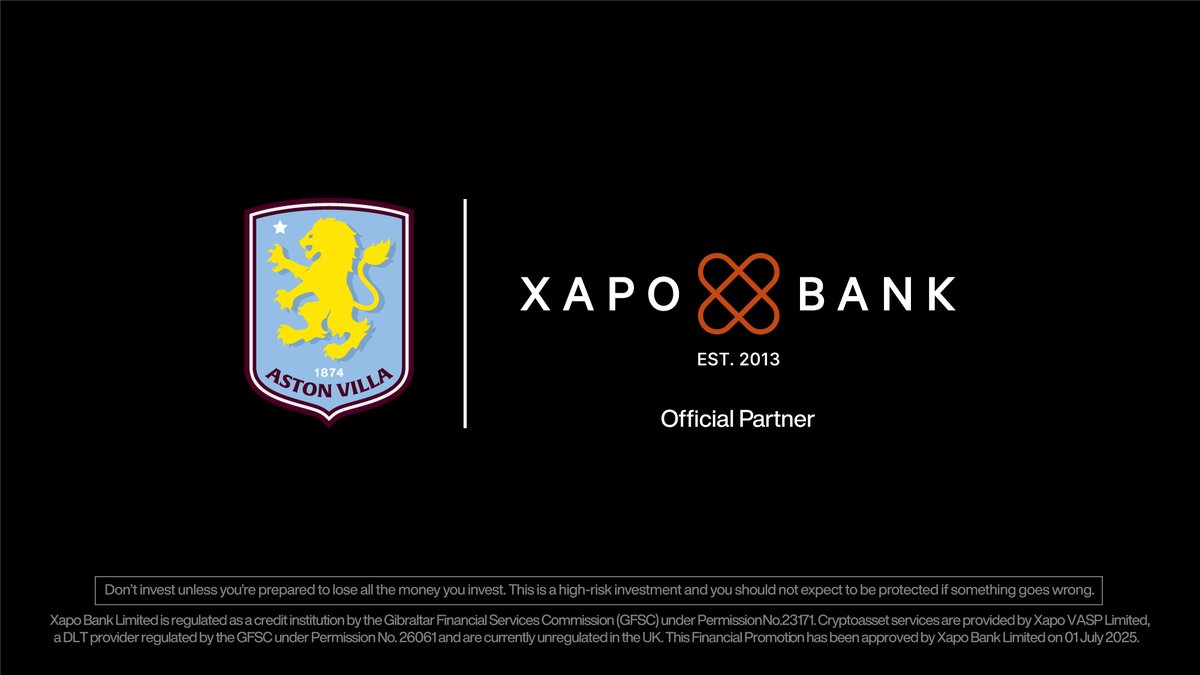 Xapo Bank (@xapobankapp) on Twitter photo 🎥 Aston Villa x Xapo Bank – Watch the full story!
<a href="/premierleague/">Premier League</a> heritage meets #Bitcoin-era innovation. We're proud to partner with <a href="/AVFCOfficial/">Aston Villa</a> to broaden access to Bitcoin custody and utility within a fully reserved, regulated financial framework. Dive into the full-length 🎥 Aston Villa x Xapo Bank – Watch the full story!
<a href="/premierleague/">Premier League</a> heritage meets #Bitcoin-era innovation. We're proud to partner with <a href="/AVFCOfficial/">Aston Villa</a> to broaden access to Bitcoin custody and utility within a fully reserved, regulated financial framework. Dive into the full-length