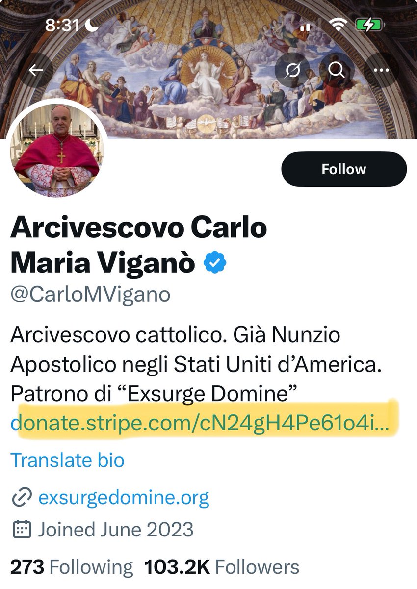 EternalLifePlan's tweet image. Very good video from Blue Collar Catholic. Did you know Vigano is worth $30 million? Why does he have a donate Stripe link in his profile? He is a Protestant now..excommunicated by his own choice.
youtu.be/qBjAX_T0bH8?si…