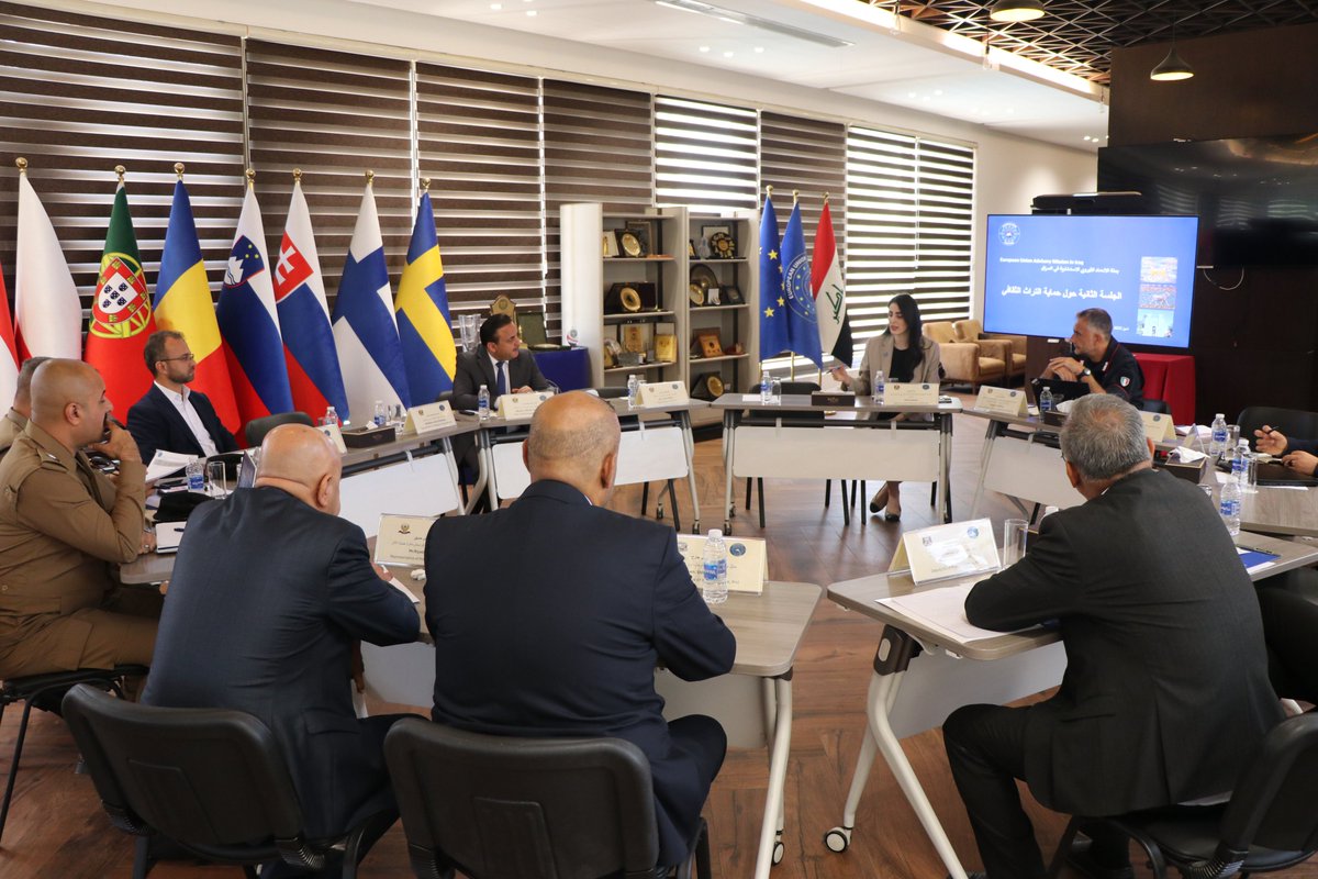 EuamIraq's tweet image. @EUAMIraq organised the second round table on protection of cultural heritage to foster sound and comprehensive approach among the main actors such as FIIA, SBAH, MoI, INTERPOL, and KRG representatives.
