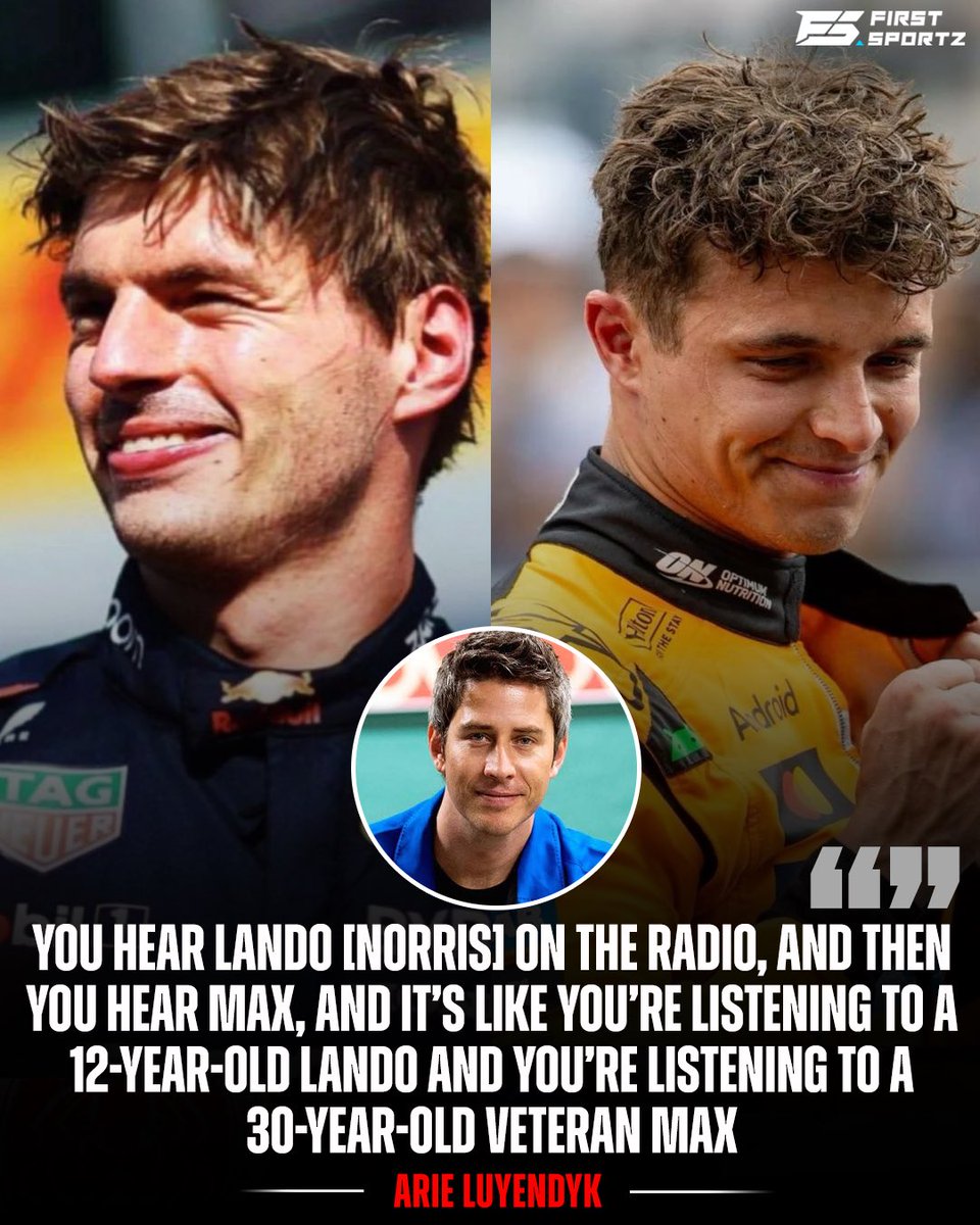 FirstsportzF1's tweet photo. 🎙️ “Two drivers. Same generation. Worlds apart on the radio.”
F1 legend Arie Luyendyk hilariously sums up the difference between Lando Norris and Max Verstappen’s race comms 😅
👇
Who do you enjoy listening to more during a race? 🎧🏁
#F1 #MaxVerstappen #LandoNorris #TeamRadio #Formula1
