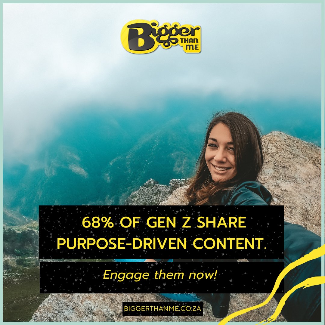Gen Z demands authenticity, and 68% share content from brands with purpose. 🚀

Learn how to engage this key audience with powerful digital strategies in our latest blog.

Click to read! 👉 biggerthanme.co.za/our-blog/

#GenZMarketing #SocialImpact #DigitalMarketing