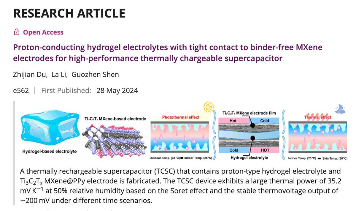 Power Your Wearables with Heat! 
Introducing TCSCs that convert body heat into electrical energy for wearables. 
✅ Efficient thermoelectric conversion
✅ Stable thermovoltage (~200 mV)
✅ Sustainable, flexible power source
Read here：buff.ly/Zm93HJD 
#SustainablePower