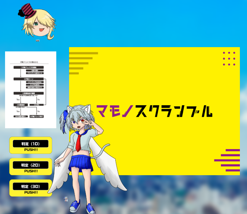 Chromium_z's tweet image. マモノスクランブル ◤ ファインド・マイフレンド ◢ 作者:しるべ 𝐆𝐌:しるべ 𝐏𝐂 / 𝐏𝐋 カイリ / くろみうむ END A ▸ シナリオクリア
初マモブルやってきた!
今度がっつりと本格的なシナリオやりたいねぇ
