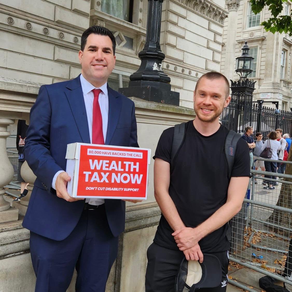 Richard Burgon MP (@richardburgon) on Twitter photo It was great to bump into <a href="/garyseconomics/">Gary Stevenson</a> as I was delivering my petition for a Wealth Tax to 10 Downing Street.
Gary has done an absolutely amazing job making the case for a wealth tax and real action against wealth inequality.
This is a campaign we are going to win! It was great to bump into <a href="/garyseconomics/">Gary Stevenson</a> as I was delivering my petition for a Wealth Tax to 10 Downing Street.
Gary has done an absolutely amazing job making the case for a wealth tax and real action against wealth inequality.
This is a campaign we are going to win!