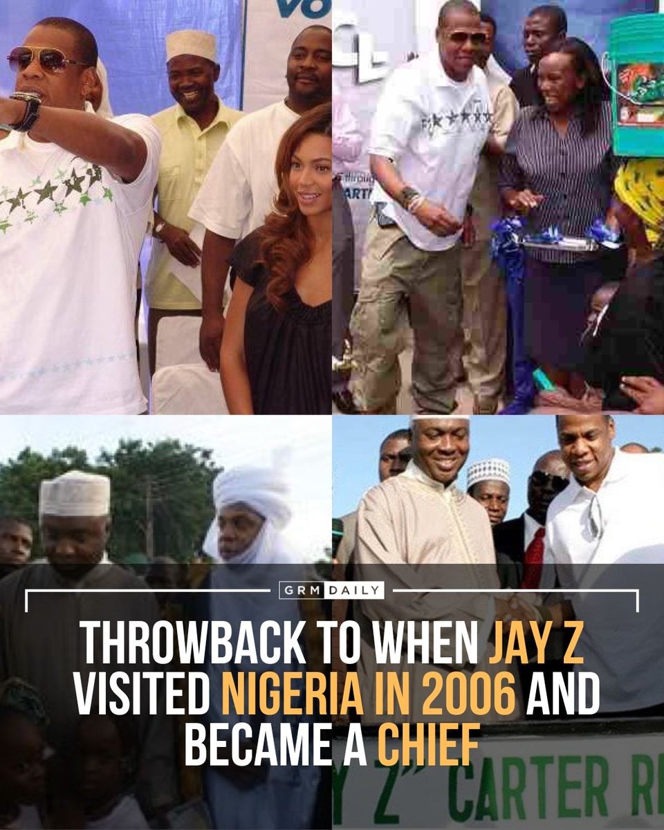 GRMDAILY's tweet image. In 2006, Jay Z visited Nigeria and was honoured with a chieftaincy title as the Head of Music in Ilorin State. A road was also named in his honour called the “Sean Jay Z Carter Road.”🇳🇬