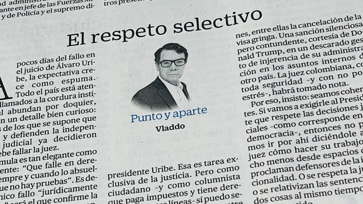 VLADDO's tweet image. PUNTO Y APARTE — Es muy paradójico ver cómo algunos que dicen defender la institucionalidad y exigen que se respeten las decisiones judiciales, vengan a decirle a una juez cómo hacer su trabajo. — «El respeto selectivo», mi columna de hoy en @ELTIEMPO
eltiempo.com/opinion/column…