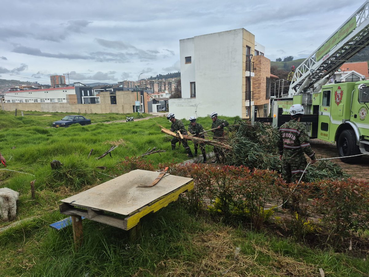 Ingenieros_EJC's tweet image. En Tunja, #Boyacá, soldados de la Brigada de Ingenieros de Atención y Prevención de Desastres en coordinación con la Oficina de Gestión del Riesgo y el Cuerpo de Bomberos realizan corte y poda de arboles en el barrio Santa Teresa 2, contribuyendo a mitigar el riesgo del personal…