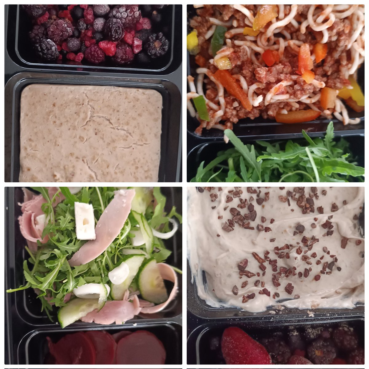 mrshmc's tweet image. Thursday food is prepped #onplan
Porridge, protein powder, seeds and berries.
Ham salad.
Noodles Bolognese (noodles instead of spaghetti)
Snack - greek yogurt, protein powder, berries and cocoa nibs to top.
#lifestylechange
#onedayatatime 
#fitforfifty