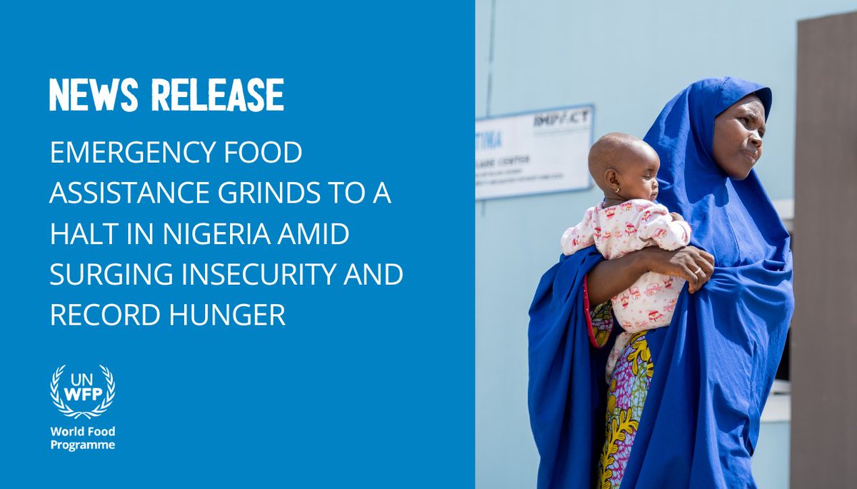 WFP West Africa (@wfp_wafrica) on Twitter photo 🇳🇬In #Nigeria, hunger is hitting record levels, and now, emergency food assistance is running out.
<a href="/WFP/">World Food Programme</a> warns: without urgent funding, millions will suffer.
#ZeroHunger #FoodSecurity
wfp.org/news/emergency… 🇳🇬In #Nigeria, hunger is hitting record levels, and now, emergency food assistance is running out.
<a href="/WFP/">World Food Programme</a> warns: without urgent funding, millions will suffer.
#ZeroHunger #FoodSecurity
wfp.org/news/emergency…