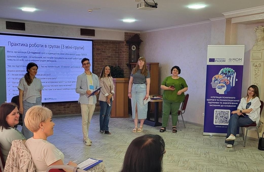 IOMUkraine's tweet image. Funded by @EUDelegationUA, IOM held a training in Vinnytsia to help facilitators integrate mental health support with livelihood recovery.
Participants worked with practical tools to better assist veterans across Ukraine.