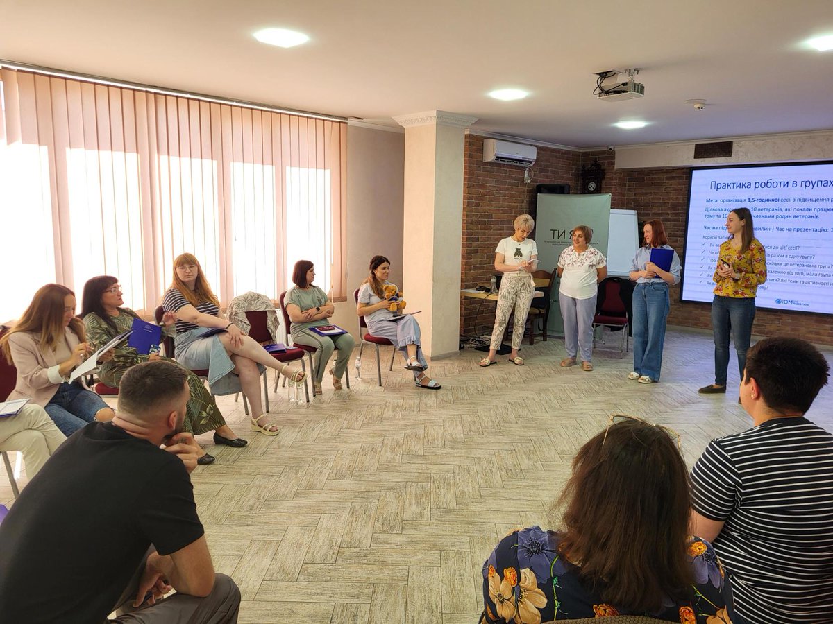 IOMUkraine's tweet image. Funded by @EUDelegationUA, IOM held a training in Vinnytsia to help facilitators integrate mental health support with livelihood recovery.
Participants worked with practical tools to better assist veterans across Ukraine.