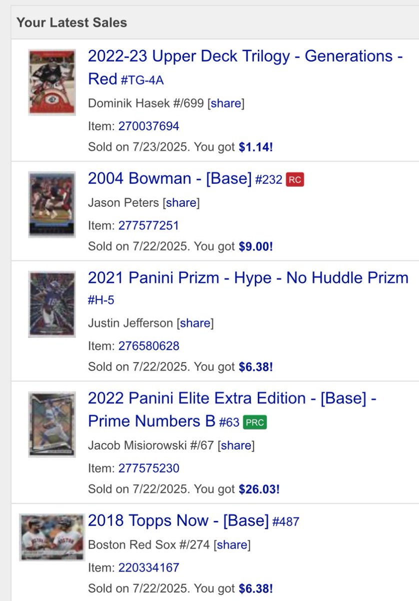Hollister’s Sports Cards (@hollistersports) on Twitter photo Last 5 sales on <a href="/CheckOutMyCards/">COMC.com - Check Out My Cards</a>
Started a 30% off sale. Check them out👇
comc.com/Users/holliste… Last 5 sales on <a href="/CheckOutMyCards/">COMC.com - Check Out My Cards</a>
Started a 30% off sale. Check them out👇
comc.com/Users/holliste…