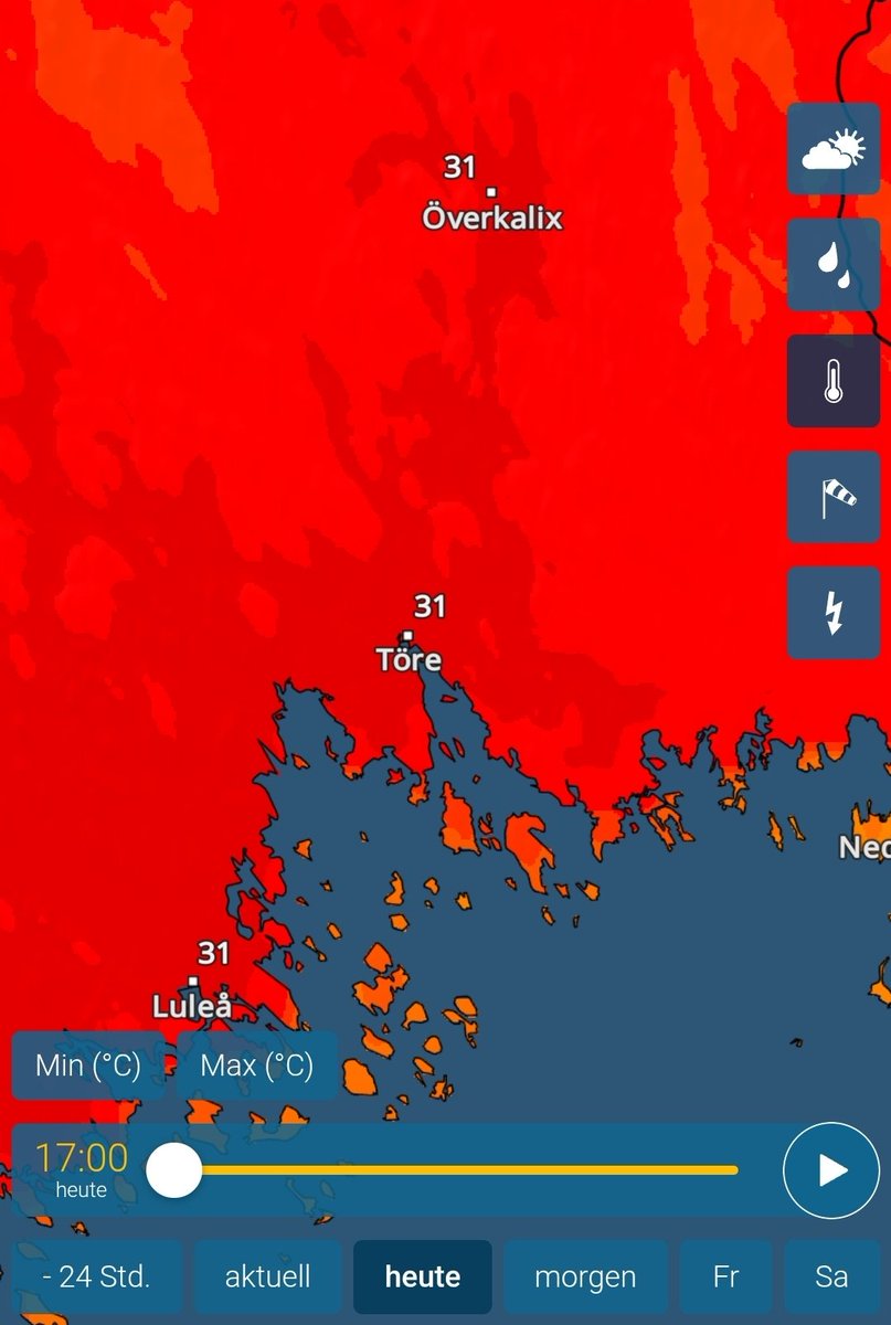 ChristophBeisl1's tweet image. In der Nähe des Polarkreises (Överkalix/Schweden) wird es heute 31 Grad warm.
Överkalix liegt 1500 Kilometer nördlich von Hamburg.
#Klimakollaps