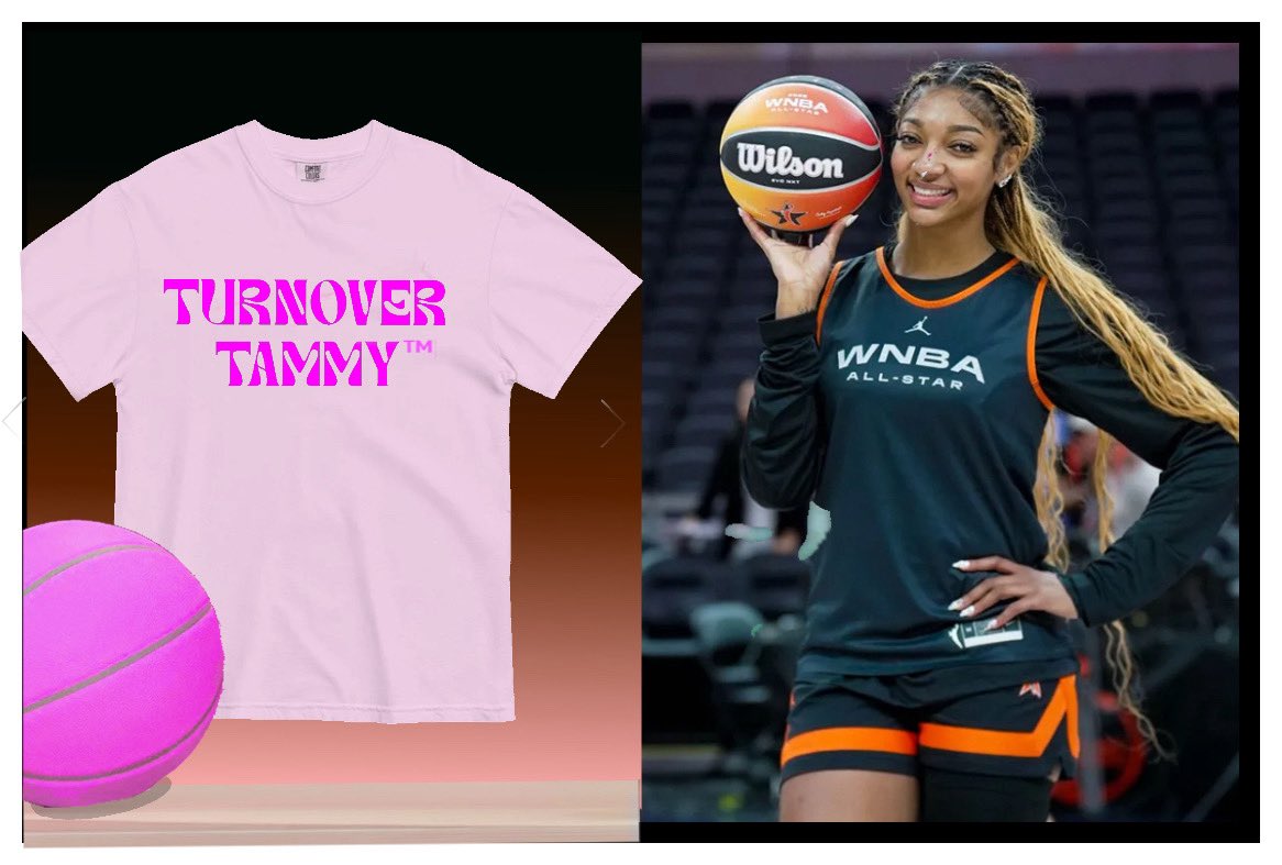 TheDribble_XLIV's tweet image. BREAKING NEWS***
Angel Reese launches official "Turnover Tammy" Apparel after filing trademark.
Drops another line of clothing as ultimate clapback to criticism as she leads the WNBA with close to 90 turnovers vs 82 assist. Availability scheduled for mid-August.