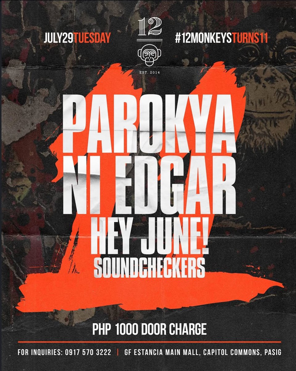 HEY JUNE! (@heyjunemusic) on Twitter photo 🤘🏻 tuesday rakrakan at @12monkeysph with the kuyas <a href="/parokyaniedgar/">Parokya ni Edgar</a> & Soundcheckers
stay safe everyone!! 🤘🏻 tuesday rakrakan at @12monkeysph with the kuyas <a href="/parokyaniedgar/">Parokya ni Edgar</a> & Soundcheckers
stay safe everyone!!