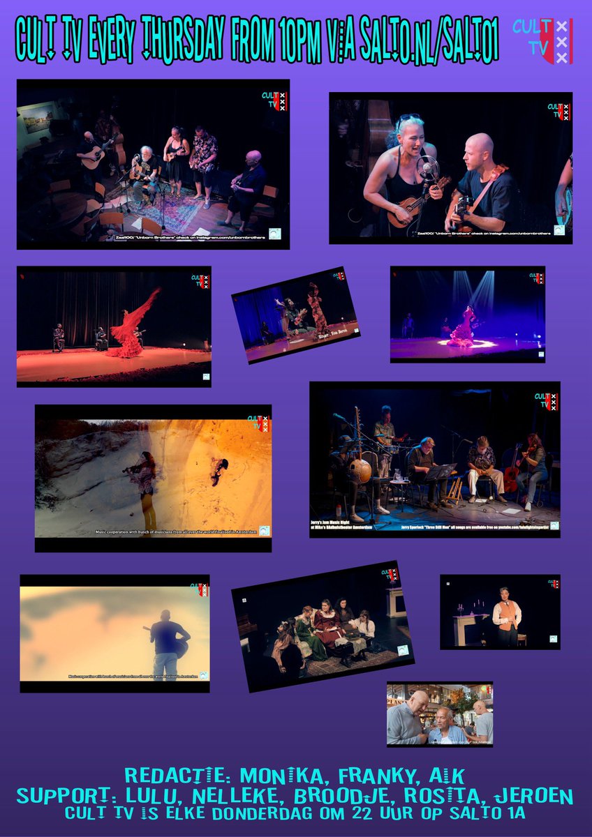 Lululightning's tweet photo. I was making the cultural program for our Cult Tv this week . It will be online (tmrw) from 10pm via https://t.co/AqQP4RdAPL 🤩😎 lots of good music and theater 🎭 you can watch our #CultTvAmsterdam every Thursday from 10pm 🤩 #amsterdam #livemusicamsterdam #saltoamsterdam https://t.co/kkqq2suJ8g