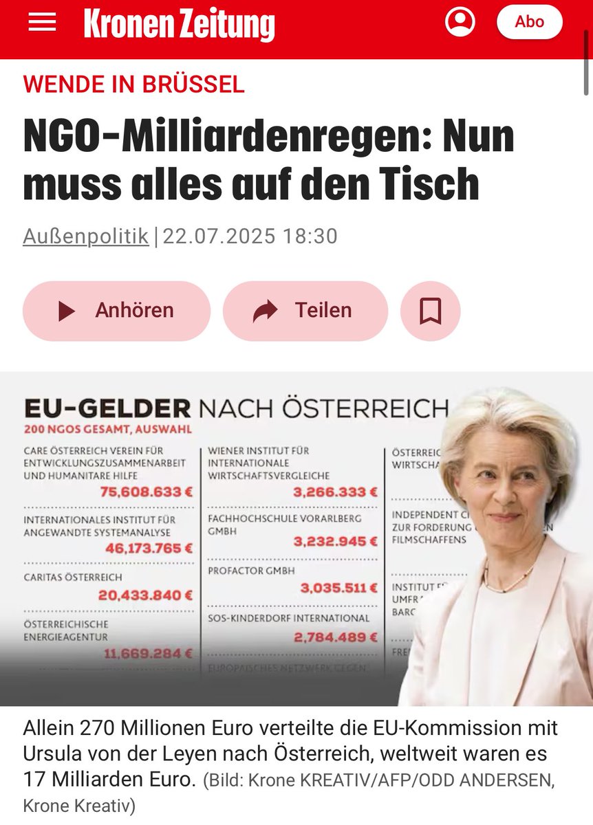 „ … weltweit sind es gar 17 EU-Milliarden für 37.000 Verträge.“

(…)

"Darauf finden sich neben bewährten Organisationen und stets laut aufschreienden NGOs, die sich der Migrations- und Klimapolitik verschrieben haben, allerhand skurrile Vereine: unter anderem ein