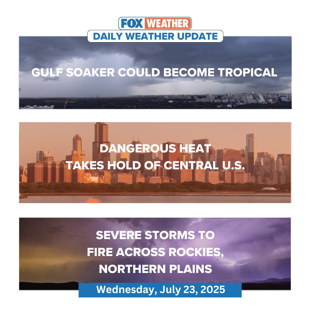 foxweather's tweet image. MORNING HEADLINES: Tropical threat lurks in Gulf as extreme heat intensifies for millions.
🌧️More heavy rain for Florida, Gulf Coast
🥵Millions sweating out dangerous heat
⚡️Severe storms could bring flooding to northern Plains
foxweather.com/weather-news/d…