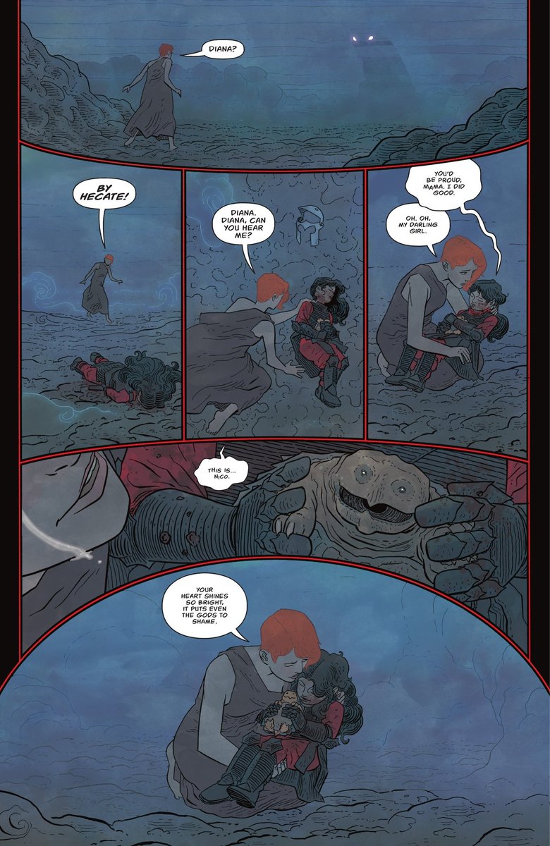 JTWonderdome's tweet image. Absolute WW #10 is such a bold and amazing issue. Circe loving Diana wanted her daughter to be safe, Hecate telling Circe that Diana is a weapon that will destroy the system, and Diana inherent nature protect and love people and all living things. Another perfect issue