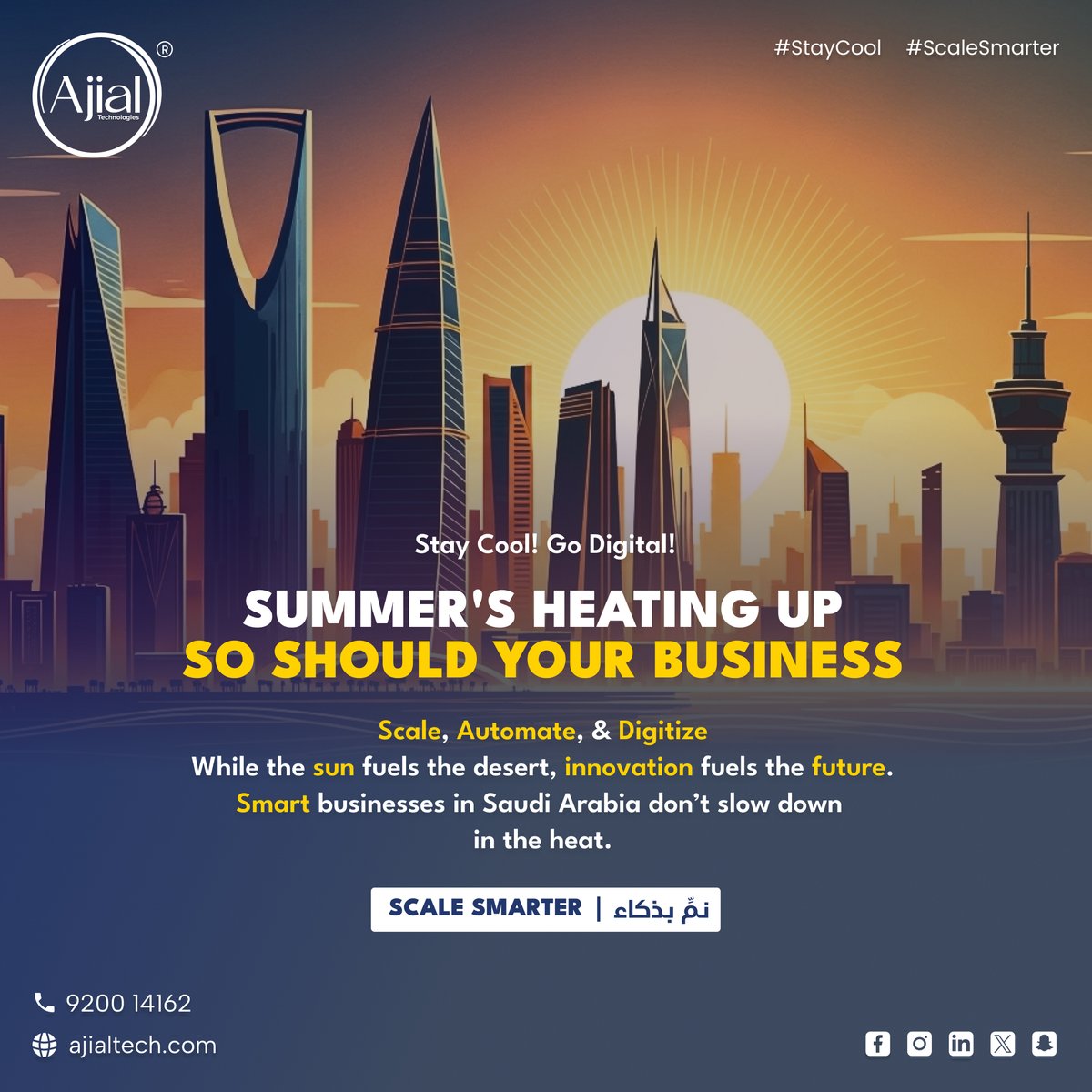 ajialtech's tweet image. ☀️The desert’s hot, your tech should be smarter.
💡Let’s make this summer your digital breakthrough.

#KSAInnovation #SummerTech