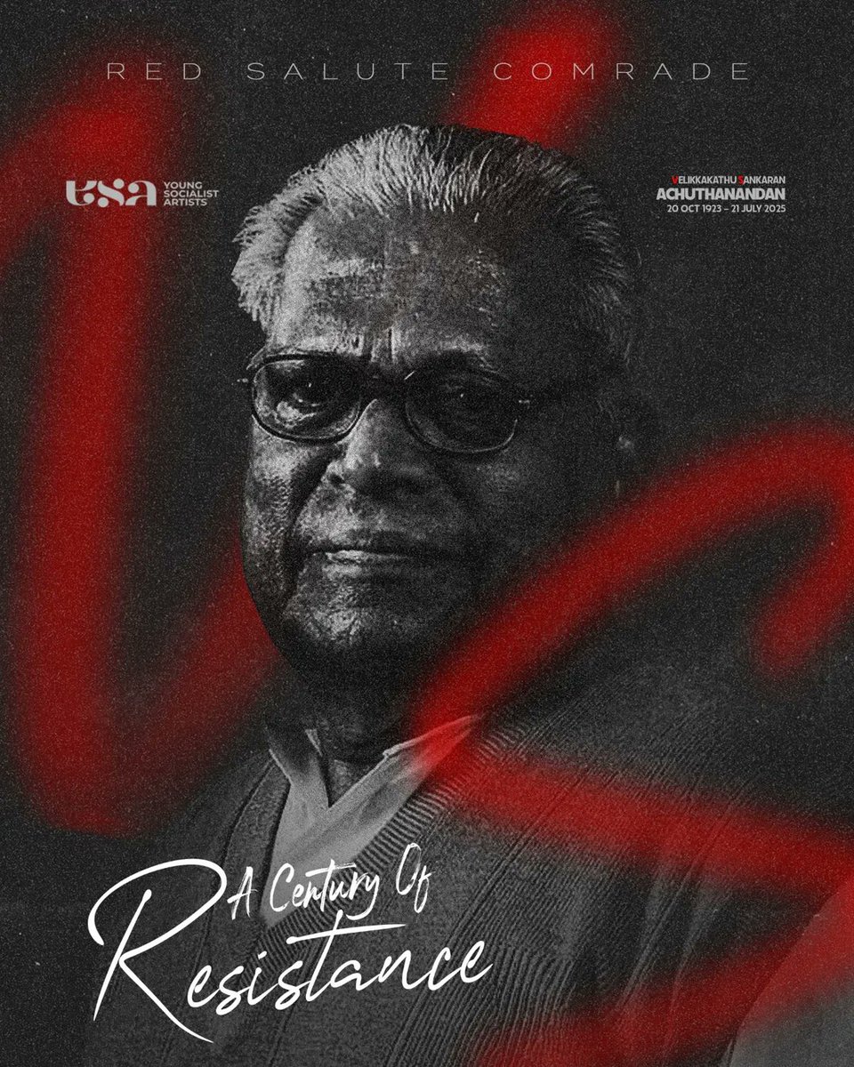 that_commieguy's tweet photo. 150 km. 24 hours. Not because of traffic - but because of people.

Tears in their eyes, love in their hearts, millions stood for one last glimpse of their favourite Comrade.

This wasn’t just a funeral procession. It was history. A farewell like no other. ❤️✊ #VSAchuthanandan https://t.co/yRoHe55JB9