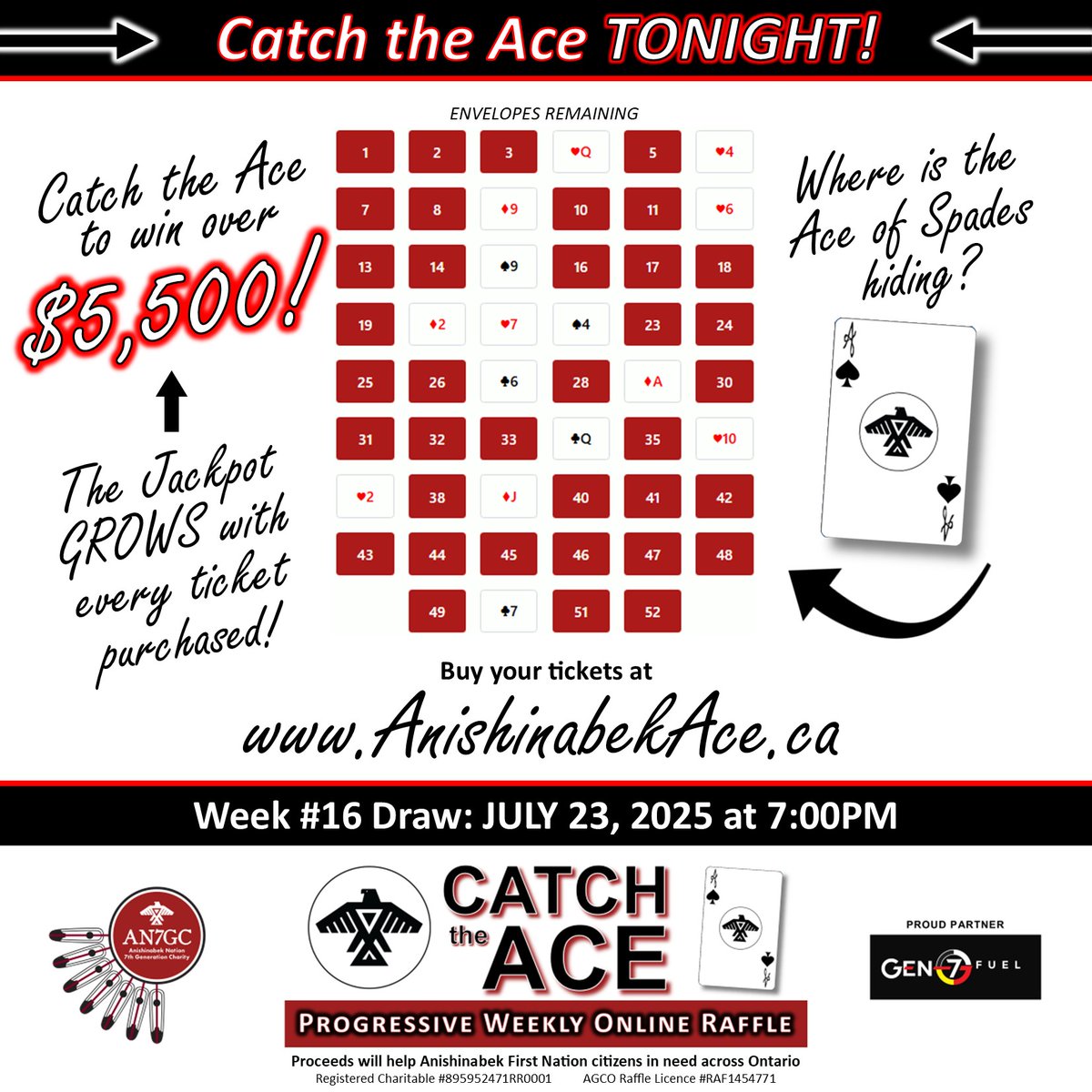 AN7GC's tweet image. Will YOU get #lucky tonight?! Buy your #CatchtheAce tickets at AnishinabekAce.ca for your chance to #WIN the GROWING #Jackpot!