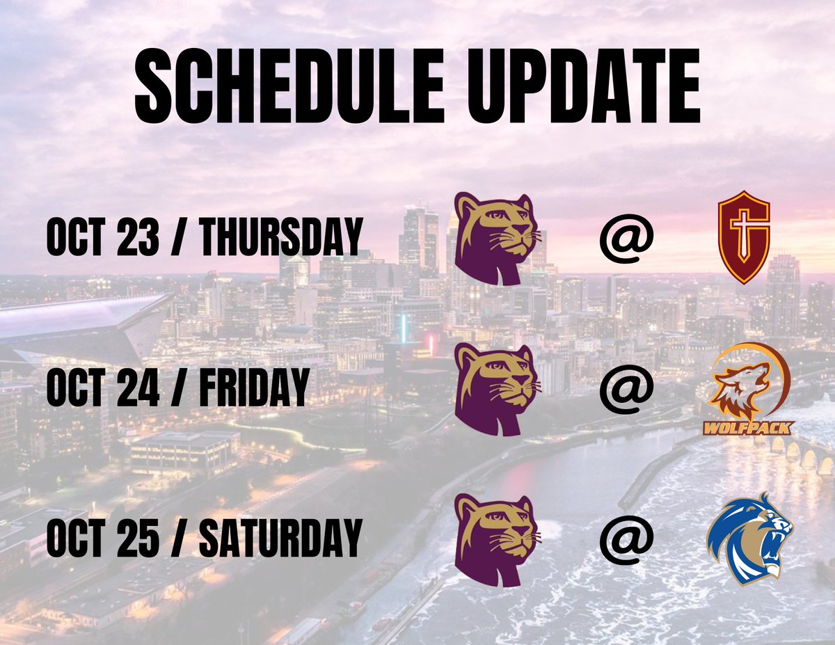 🚨 SCHEDULE UPDATE 🚨

Our trip to Minnesota has been moved to late October, meaning that our season will open with a 3 game MN road trip! 

Our season opener will be at Free Lutheran Bible College on October 23rd! 

Updated schedule: 
kuypercougars.com/sports/mens-ba…

#GoCougars