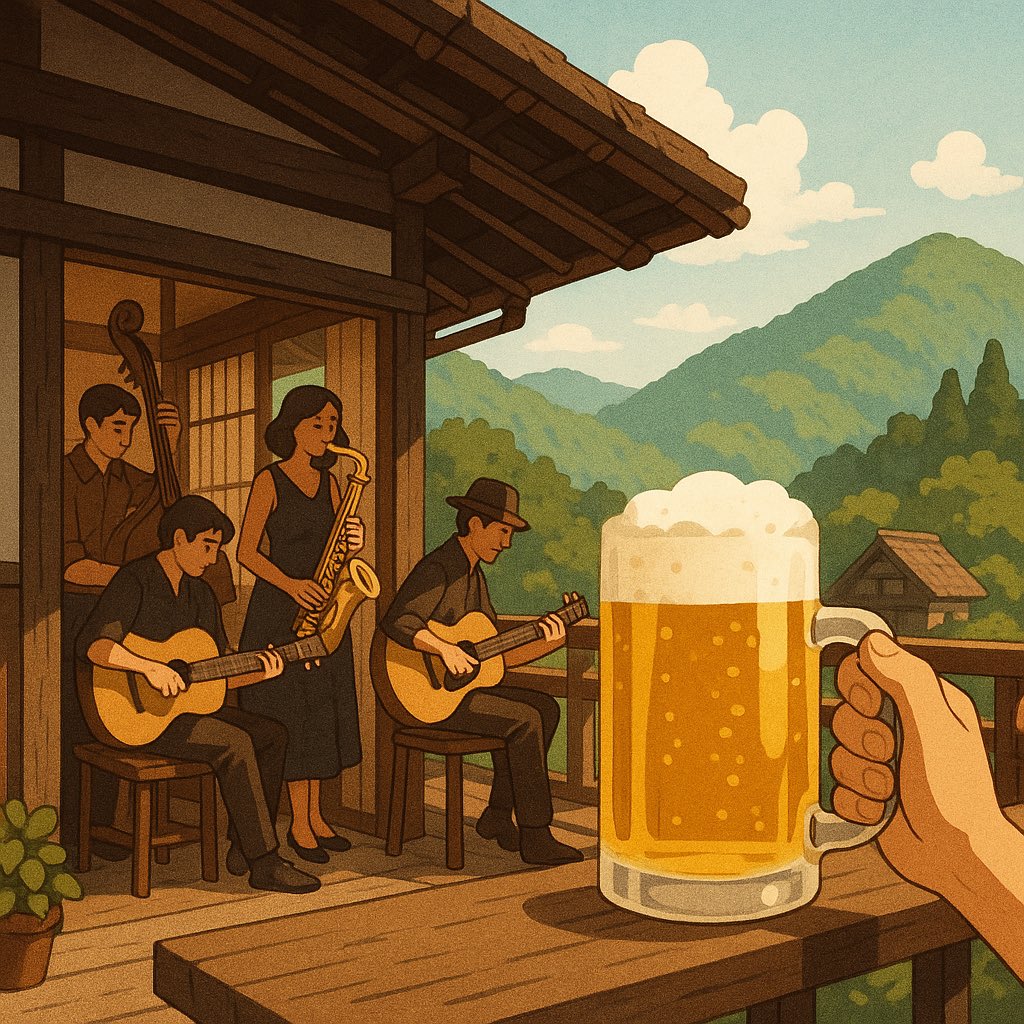 プロフ画のジャズバンドにピアノが2名もいるのはおかしな編成だ、、という声を頂戴したので、そのうちの1人をギターに変えて！とAIに指示したのに、、、、

ピアノがいなくなってギターが2人になってしまいました(笑)