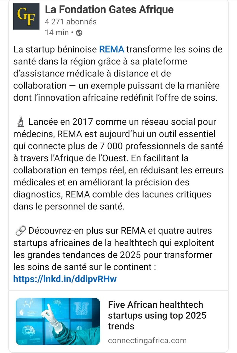 We are delighted that the <a href="/gatesfoundation/">Gates Foundation</a> has recognised the in-depth work our teams are doing to improve the resilience of healthcare systems, by making REMA the largest medical community in Africa, with over 35,000 healthcare professionals who are now user-members.