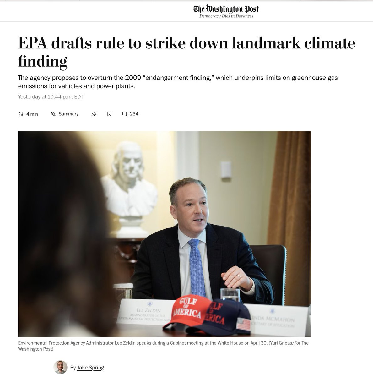 JunkScience's tweet image. The Obama EPA's 2009 endangerment finding -- the basis for the climate hoax -- is illegal under the 2022 SCOTUS decision in West Virginia v. EPA. Illegal regulations can be terminated without notice and public comment. No need to have ignorant and leftist federal judges…