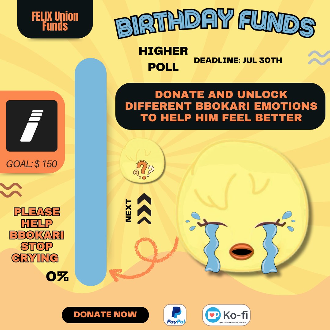 FELIXUnionFunds's tweet image. 🎁 #FELIX Birthday Funds
⌛️HIGHER: D-6🚨
🎯$150 (0%)
Donate & unlock different Bbokari emotions & help him feel better
Paypal:paypal.com/paypalme/felix…
Ko-fi:ko-fi.com/felixunionfunds
Every contribution matters! Your support is always appreciated🙏
#李龙馥 #필릭스 #フィリックス