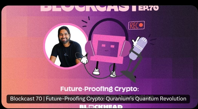 ChristyAdiele's tweet image. Be sure your assets are safe from quantum threat? The clock is ticking
Quranium&apos;s CEO 
@iamkapildhiman
 joins #Blockcast to discuss quantum-resistant blockchain with Ledger’s 
@taka_shibayama
Find out how @quranium_org
 secures the future. Also check them on @Galxe  starboard
