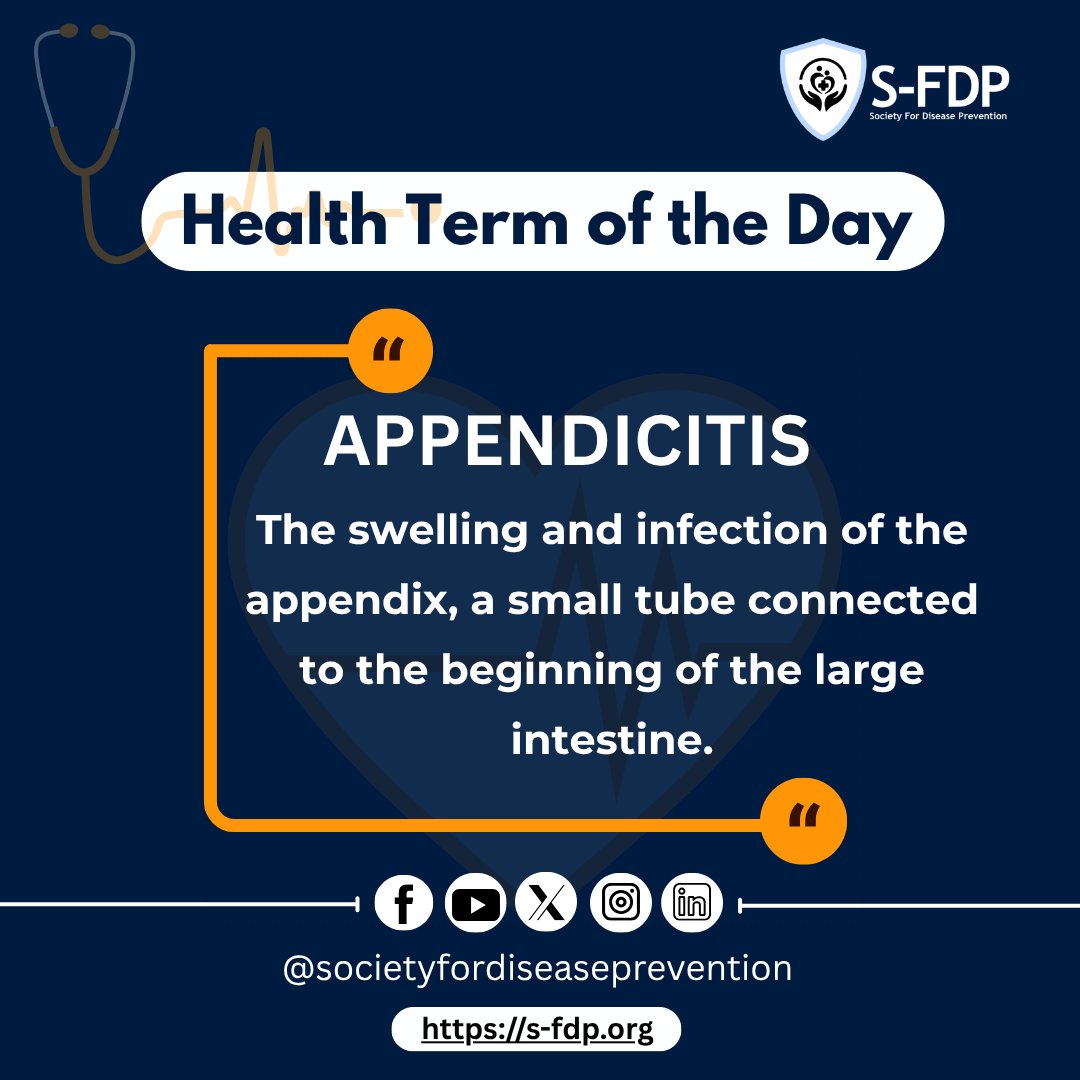 disease_society's tweet image. The appendix, when inflamed, can rupture and lead to severe complications. To identify this, look out for symptoms like sudden pain in the lower right abdomen and loss of appetite.
Therefore, detecting symptoms early and undergoing surgical removal can prevent complications.