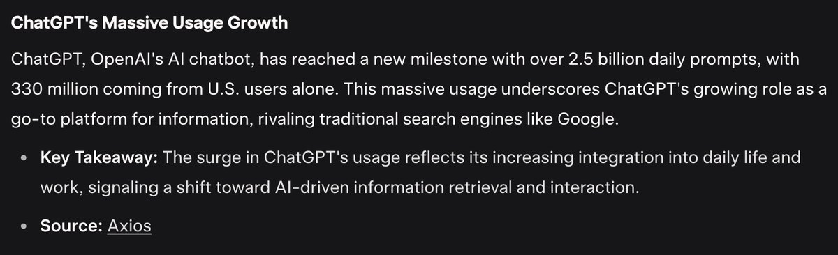 randomrecruiter's tweet image. ChatGPT hit 2.5 billion daily prompts.
Translation: Millions of corporate employees figured out they can coast by letting AI write their reports, emails, and PowerPoints.
