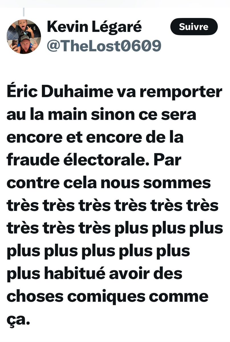 S_EFortin's tweet image. On reconnaît ici la logique trumpiste des partisans de Duhaime. Ceci n’est pas une anecdote.
C’est la rhétorique des coucous et autres 🏴☠️ qui n’ont rien des « conservateurs » d’antan comme Mulroney. On est ici dans l’adhésion de la mouvance Trump.
Arthabaska veut ça?